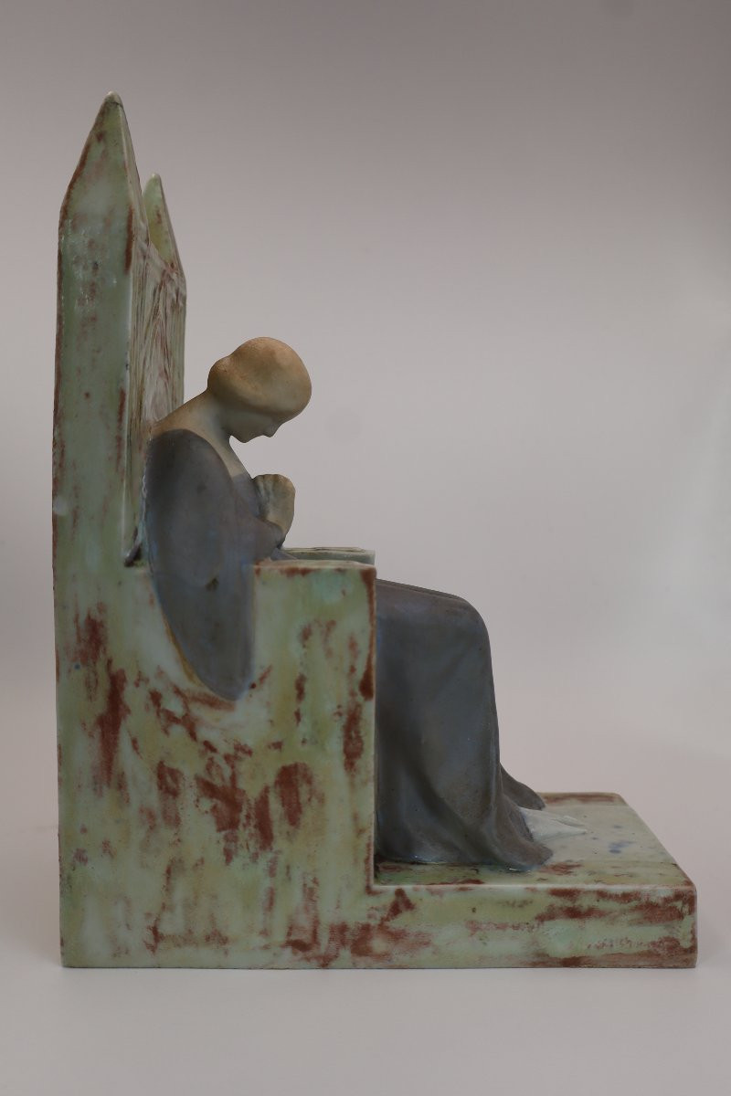 Grès MOUGIN,  Femme assise sur son trône-photo-4