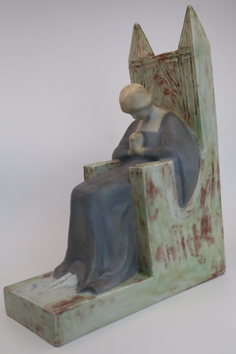 Grès MOUGIN,  Femme assise sur son trône-photo-4