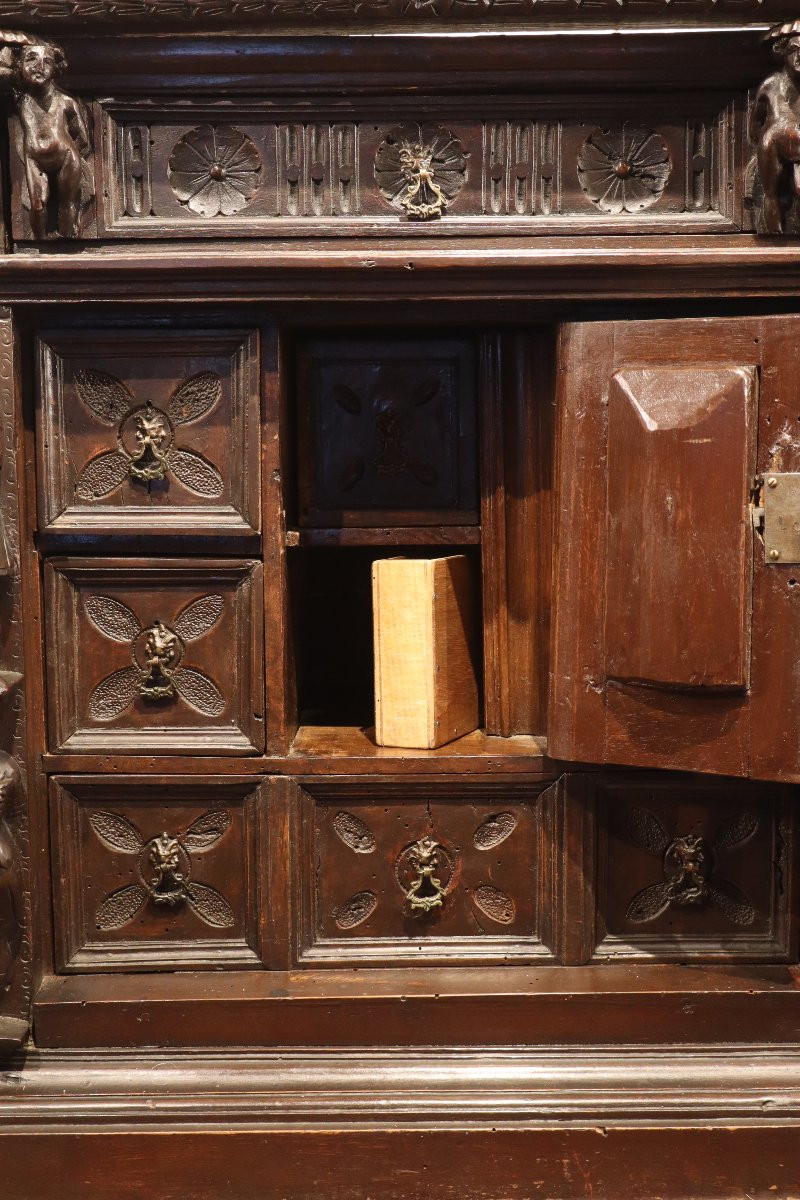 Cabinet (stipo Style) In Carved Wood, Antique Work.-photo-2