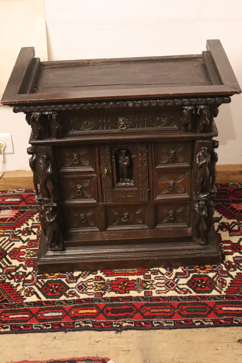 Cabinet (stipo Style) In Carved Wood, Antique Work.-photo-1