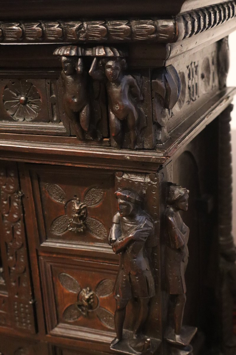 Cabinet (stipo Style) In Carved Wood, Antique Work.-photo-2