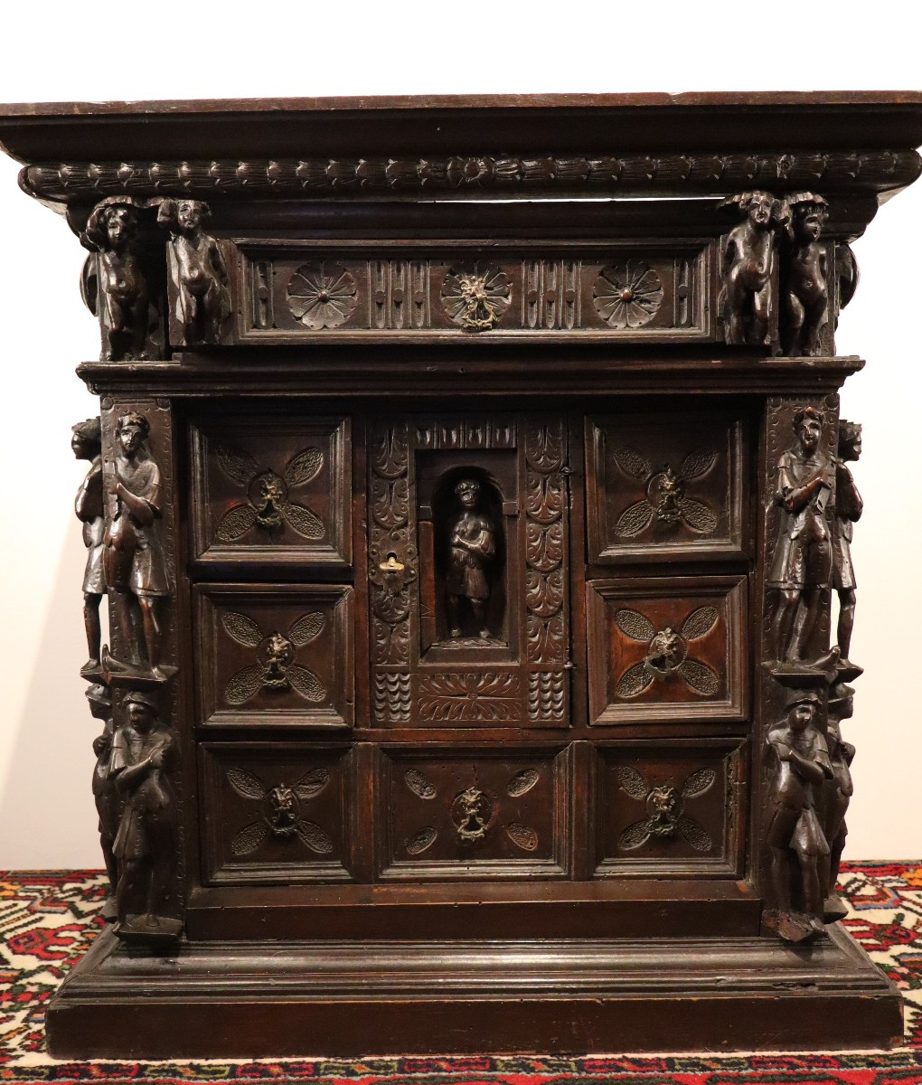 Cabinet (stipo Style) In Carved Wood, Antique Work.