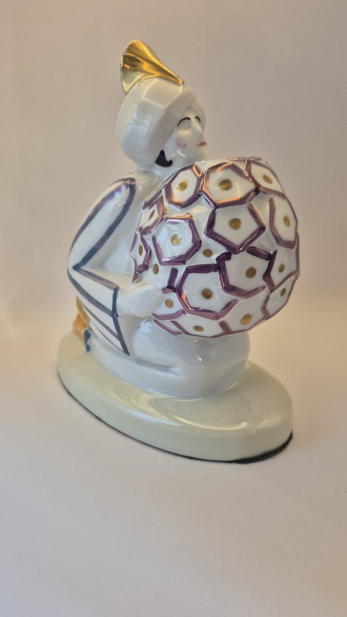 "kneeling Fakir", Polychrome Glazed Porcelain Nightlight, Limoges-photo-1