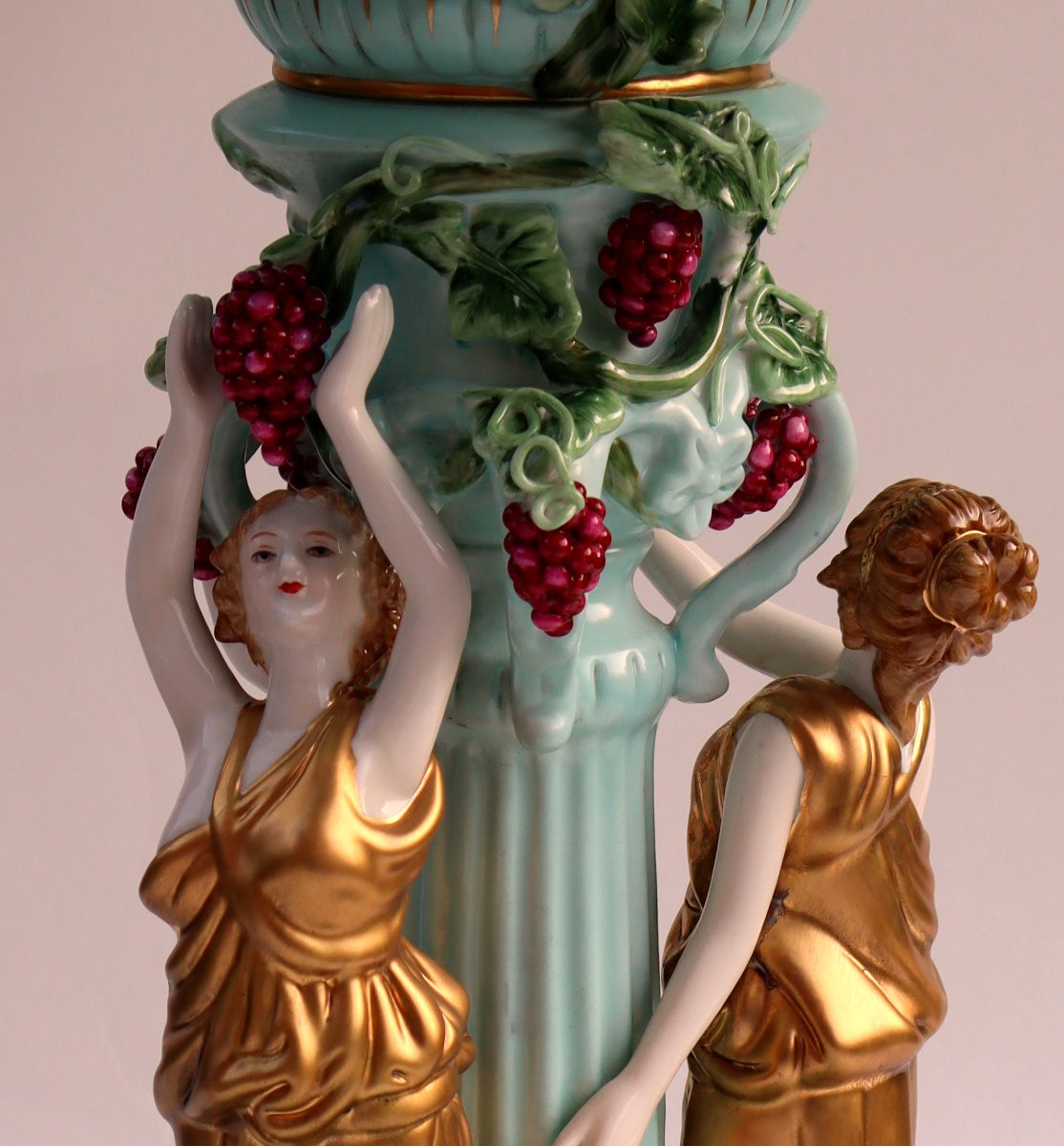 Pair Of Meissen-type Polychrome Porcelain Centerpieces-photo-2