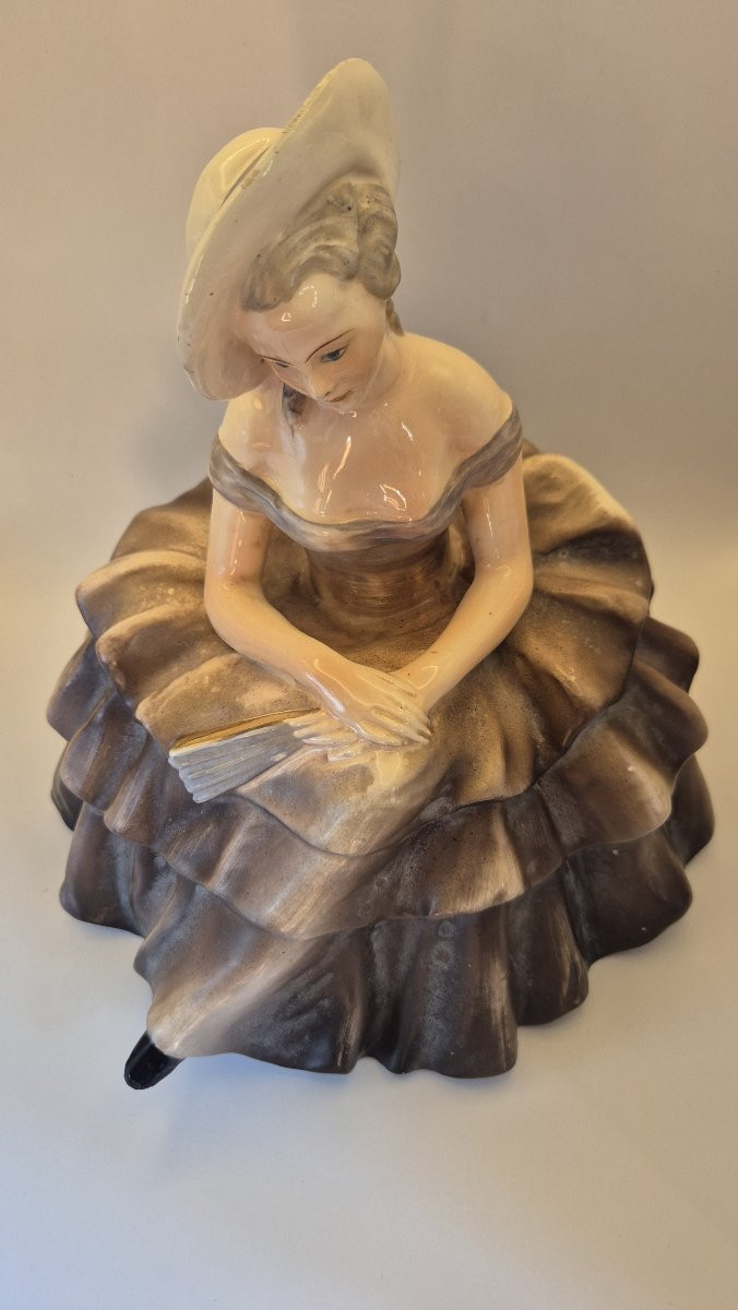 Gugliemo Pugi (1850-1915), "elegant Man In A Ruffled Dress", Fine Glazed Earthenware-photo-2
