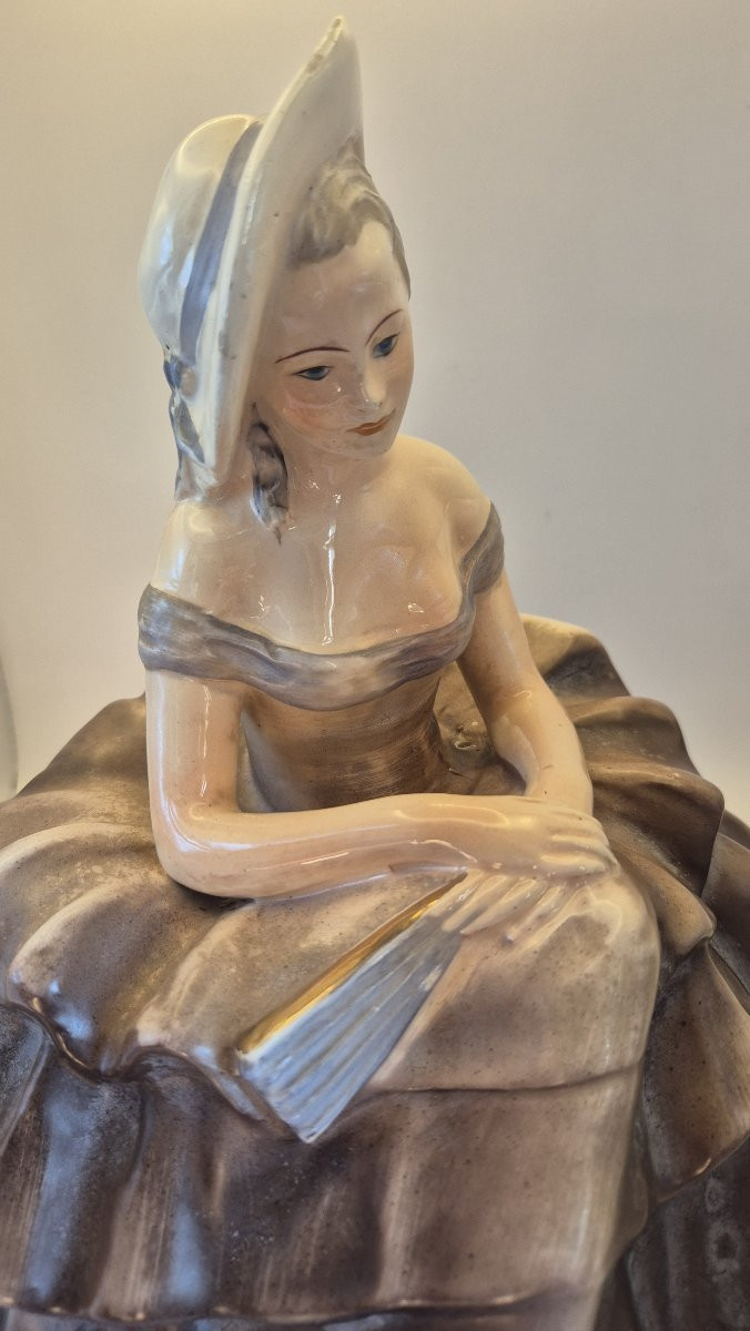 Gugliemo Pugi (1850-1915), "elegant Man In A Ruffled Dress", Fine Glazed Earthenware-photo-8