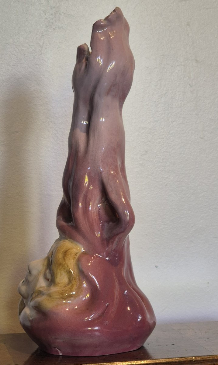 Flacon en céramique émaillée polychrome signé dessous JEROME MASSIER à VALLAURIS-photo-4