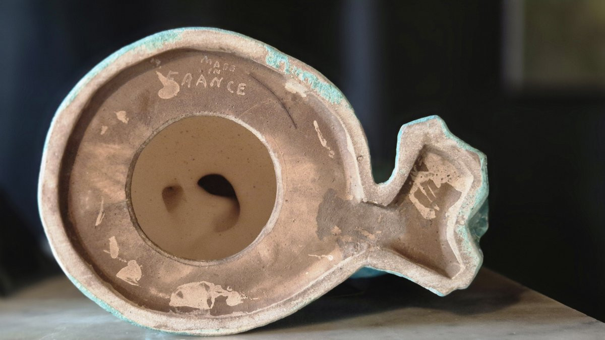 Edouard Cazaux Embracing Couple Turquoise Glazed Ceramic Edition Model For Evolution Box-photo-4