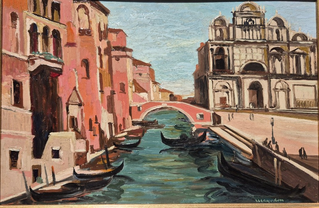 Jean Mayodon (1893–1967) – Venice, Cannaregio Canal, San Geremia – Oil On Panel-photo-2