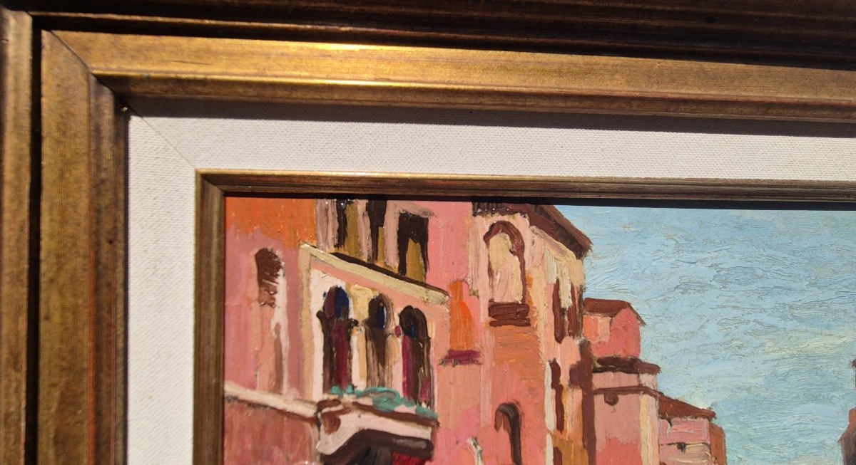 Jean Mayodon (1893–1967) – Venice, Cannaregio Canal, San Geremia – Oil On Panel-photo-2