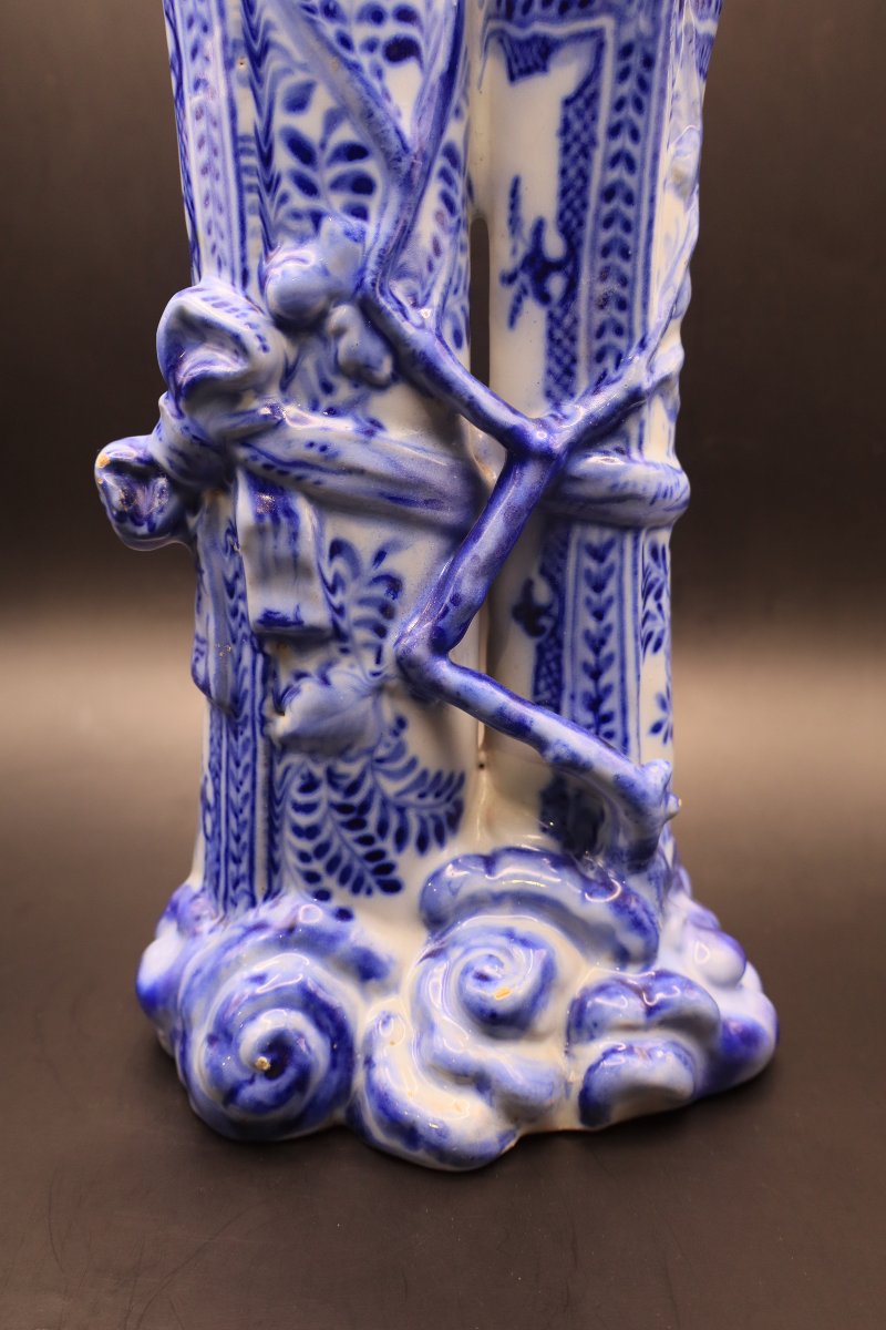 Saint-Clément – Bouquetière japonisante bleu et blanc, XIXᵉ siècle-photo-2