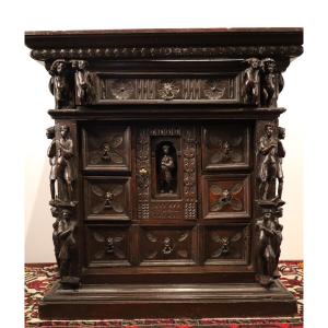 Cabinet (stipo Style) In Carved Wood, Antique Work.