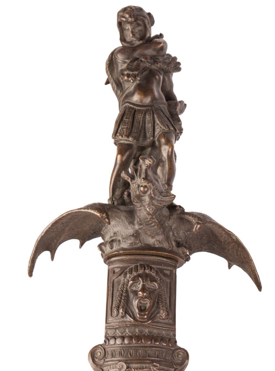 énorme Rare Poignard Romantique Français Antique -photo-3