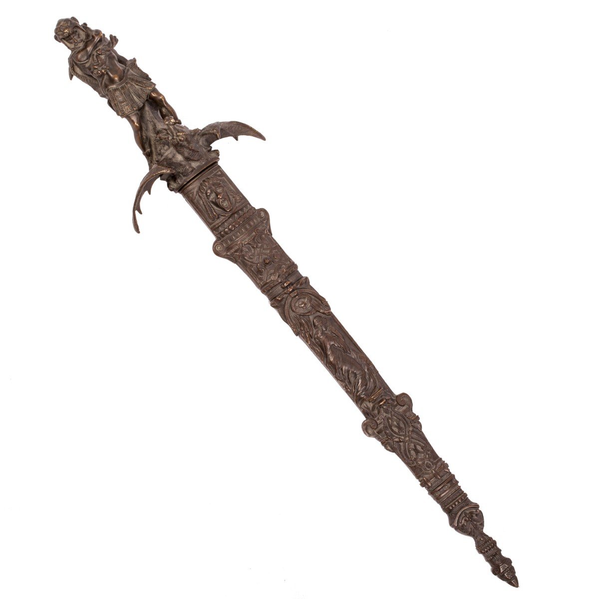 énorme Rare Poignard Romantique Français Antique -photo-4