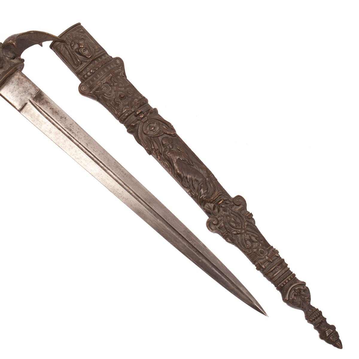 énorme Rare Poignard Romantique Français Antique -photo-2