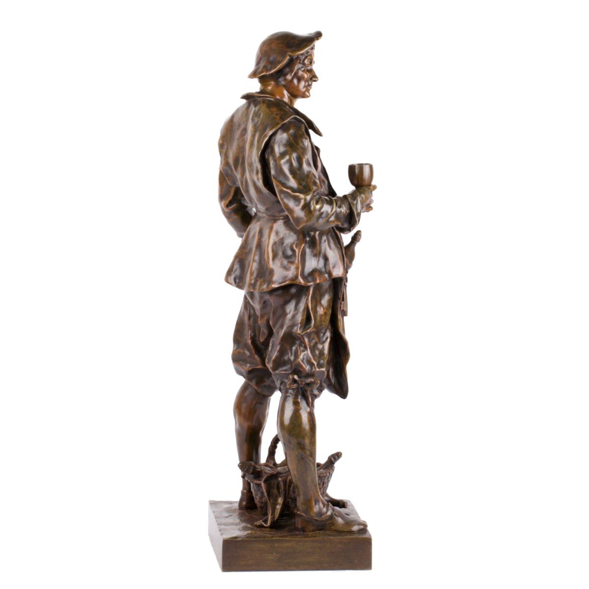 Exceptionnelle Rare Figure En Bronze « Le Sommelier » Par Emile Picault-photo-1