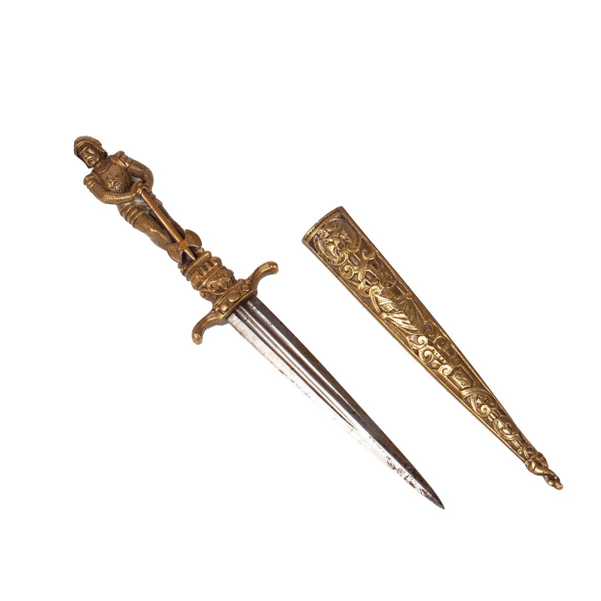 European Antique Romantic Dagger With Executioner