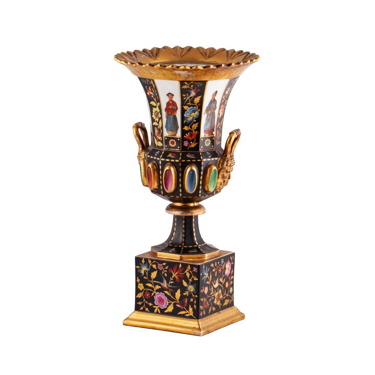 Un Rare Vase En Porcelaine De Russie, Doré Et Peint De Style Chinoiserie-photo-2