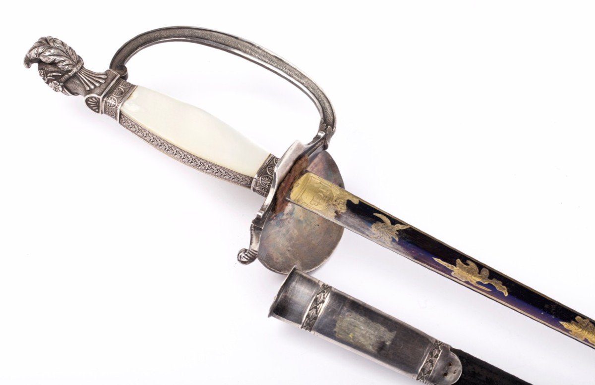 A French Mounted Fine Silver Sword With A Gilt Blade Belonged To The Baron-photo-2