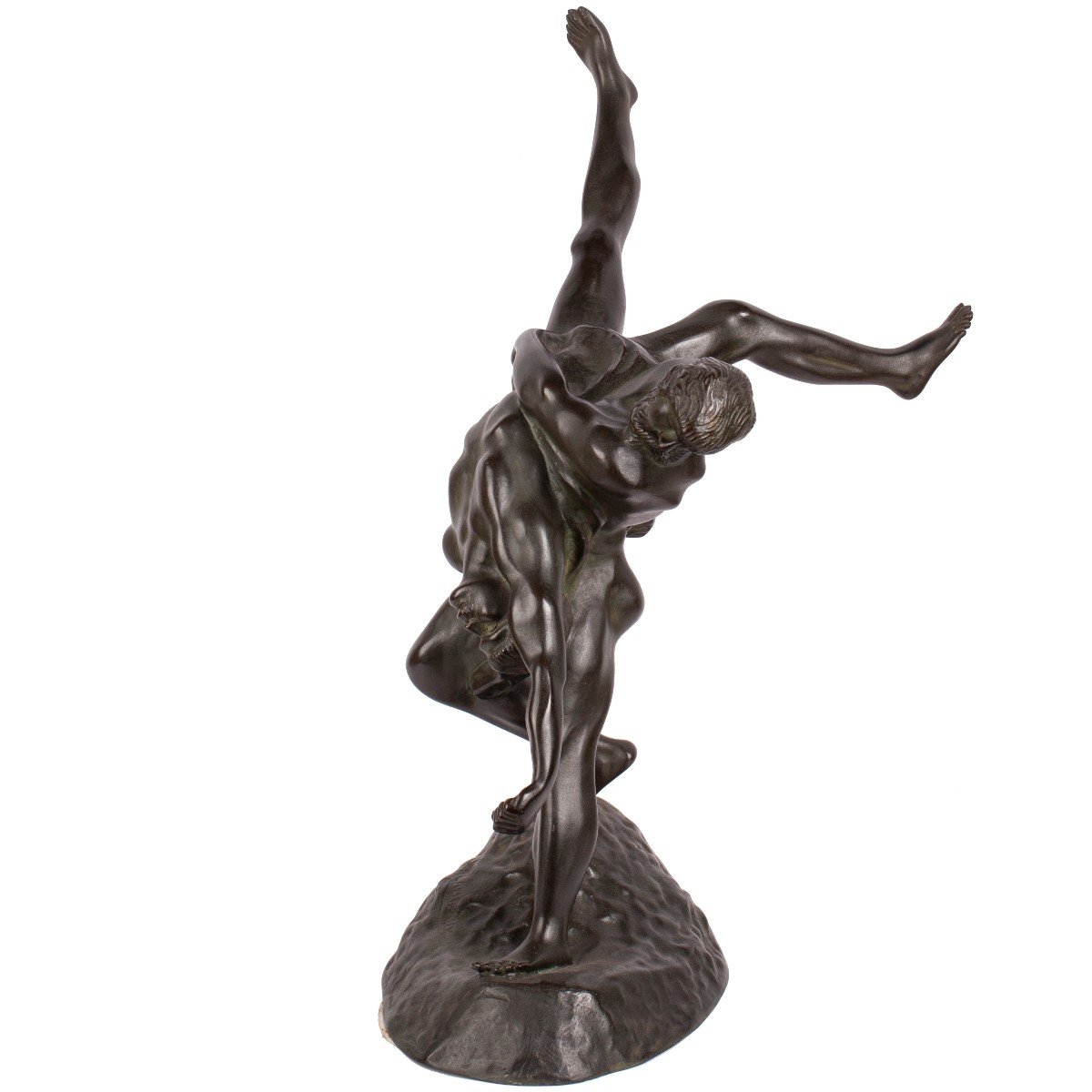 'les Lutteurs', Sculpture En Bronze à Patine Verte De Jef Lambeaux (1852-1908)-photo-3