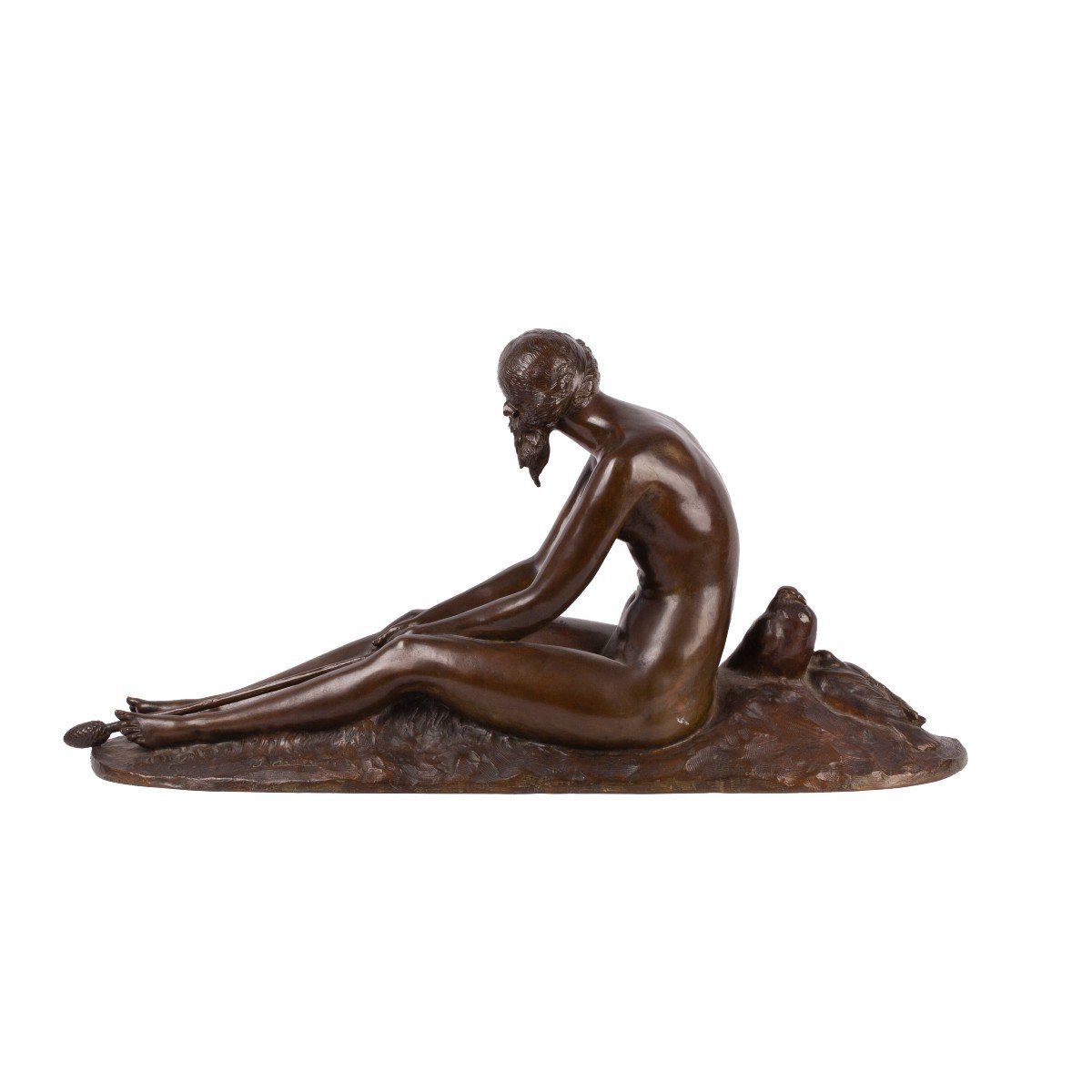 Figurine en bronze. "Femme nue aux colombes" -photo-1