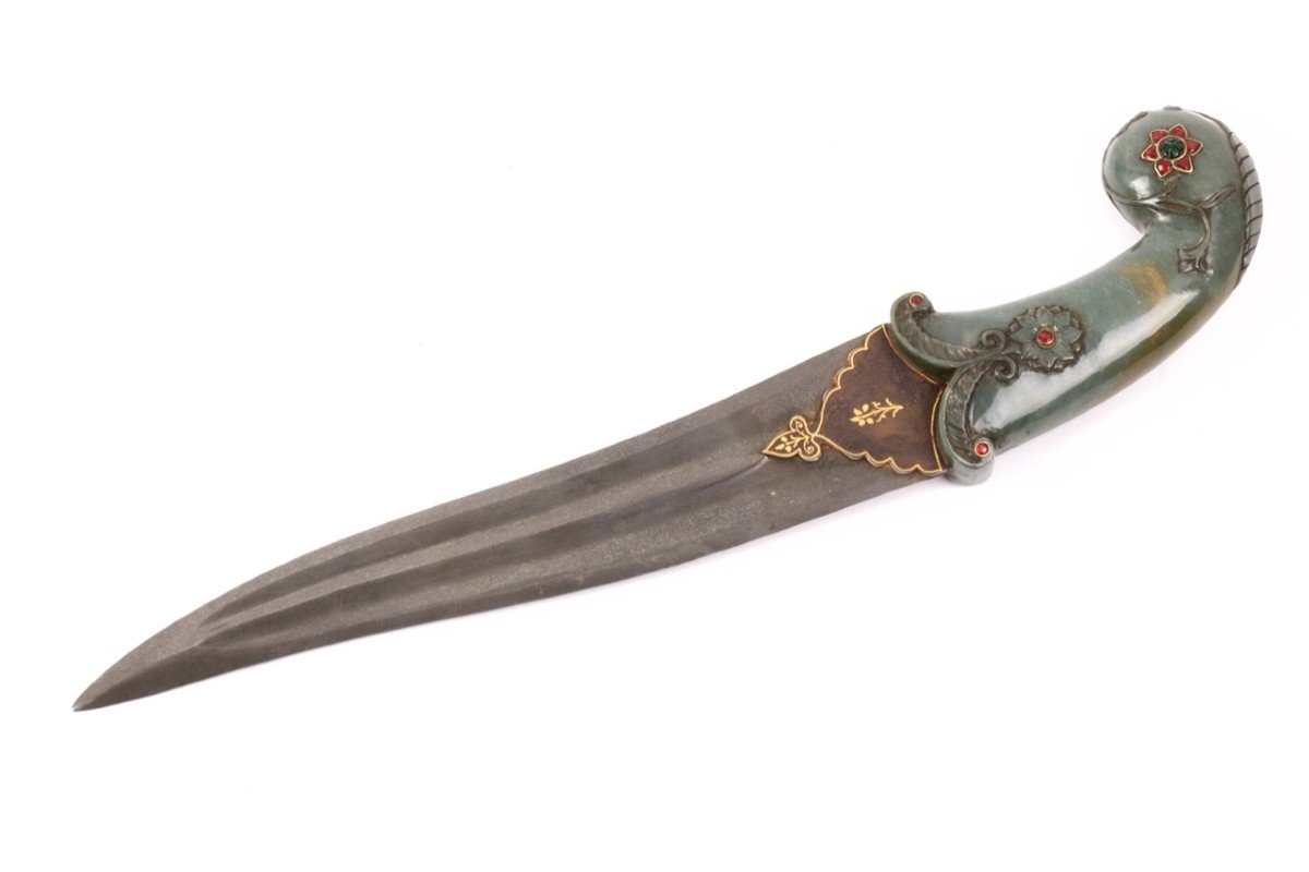 Mughal Dagger With Jade Set Guard (khanjar), India, 18th/19th Century-photo-2