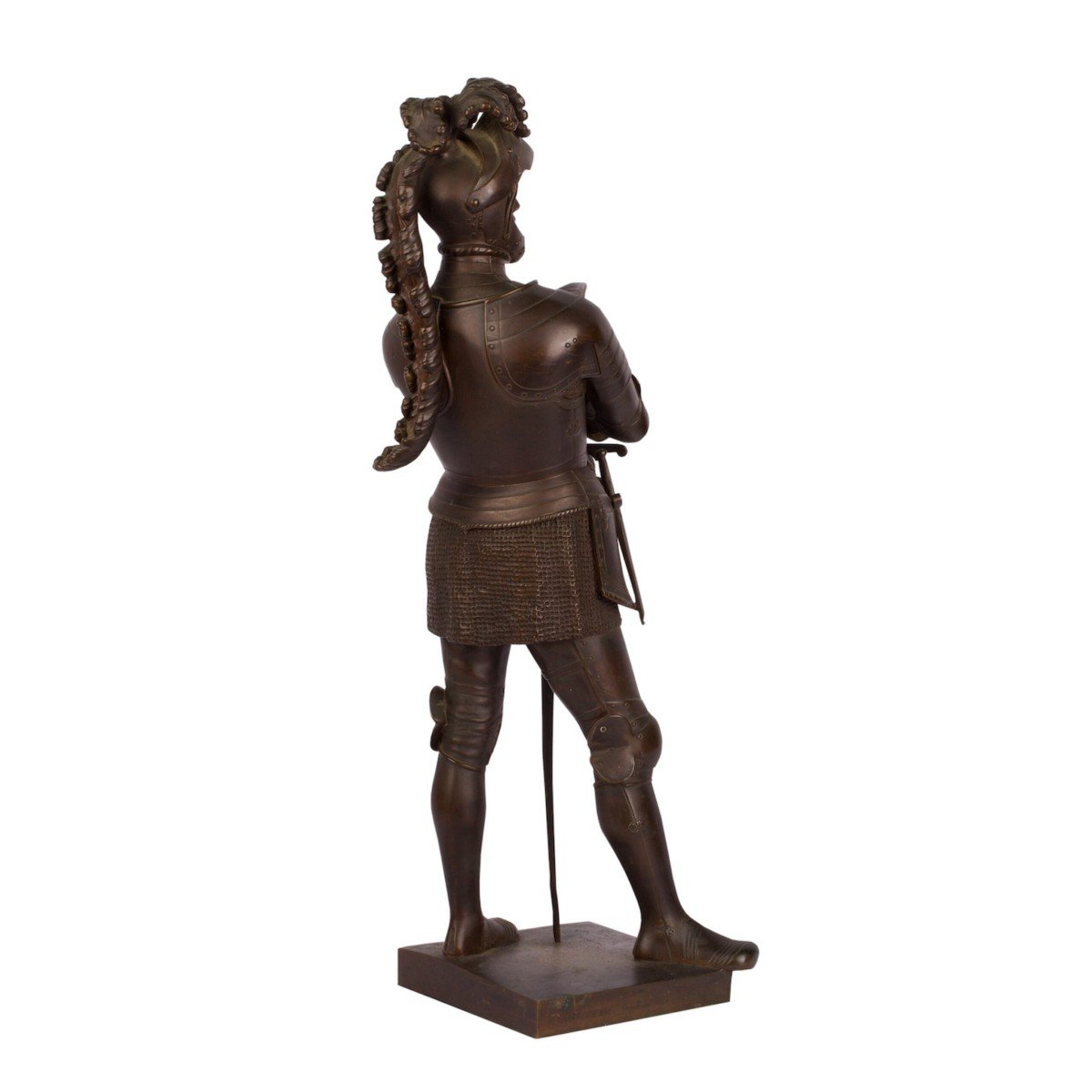 Antique French Patinated Bronze Sculpture “bayard”-photo-3