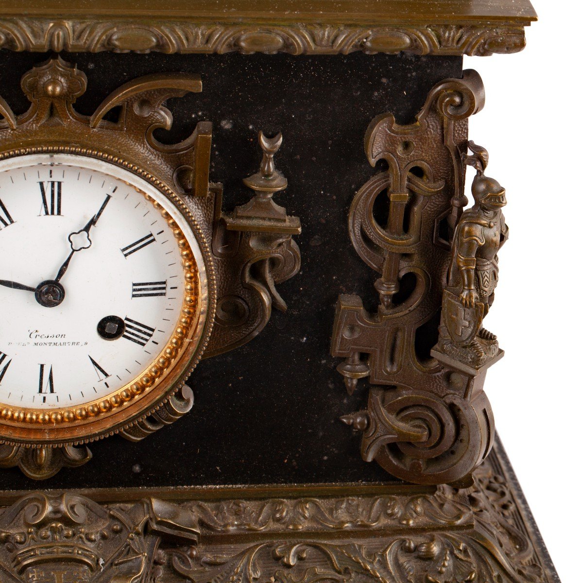 Horloge De Cheminée Ancienne Avec Scène -photo-1