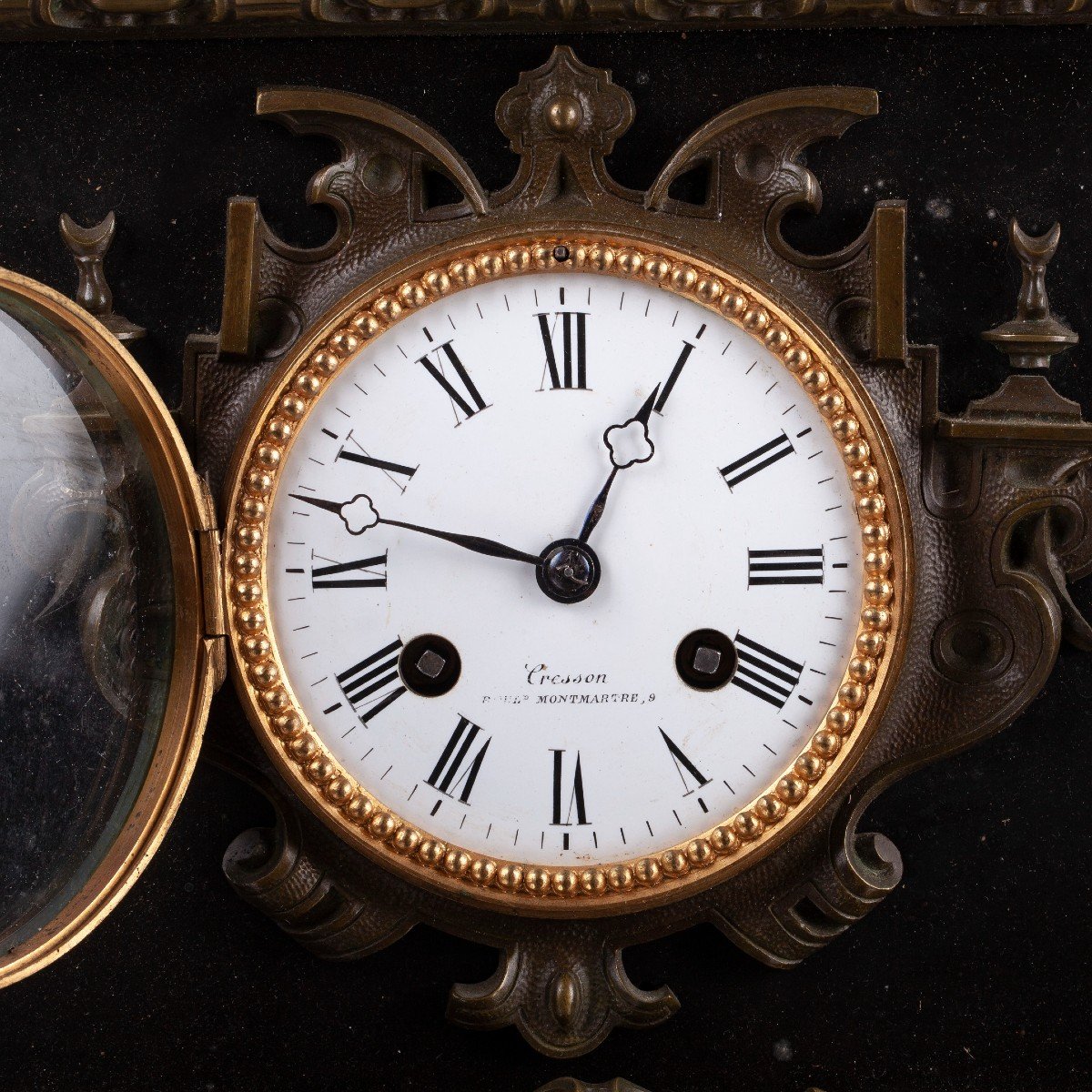Horloge De Cheminée Ancienne Avec Scène -photo-2
