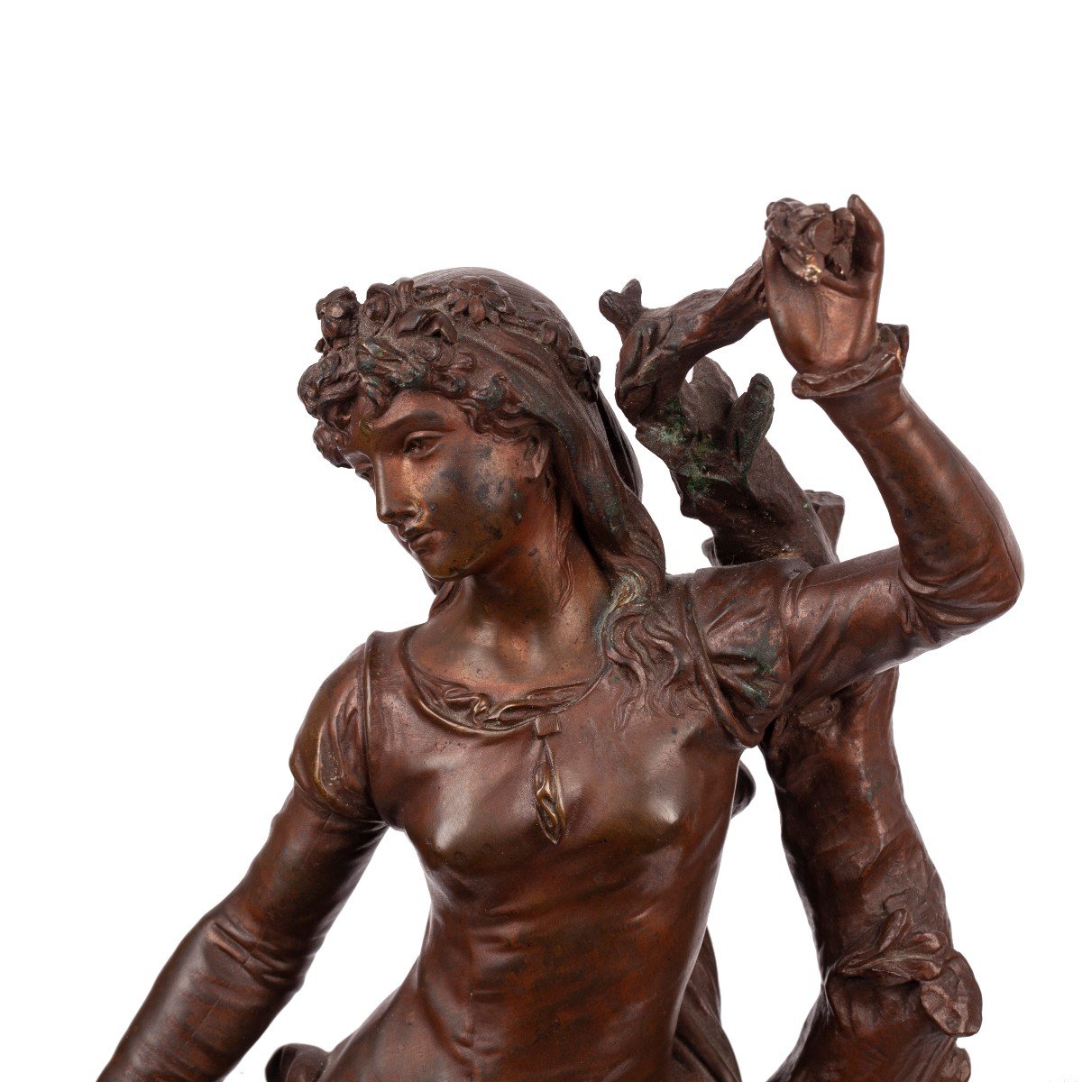Sculpture Ancienne En Bronze à Patine Brune « La Source » Par A Gaudel (xix)-photo-2