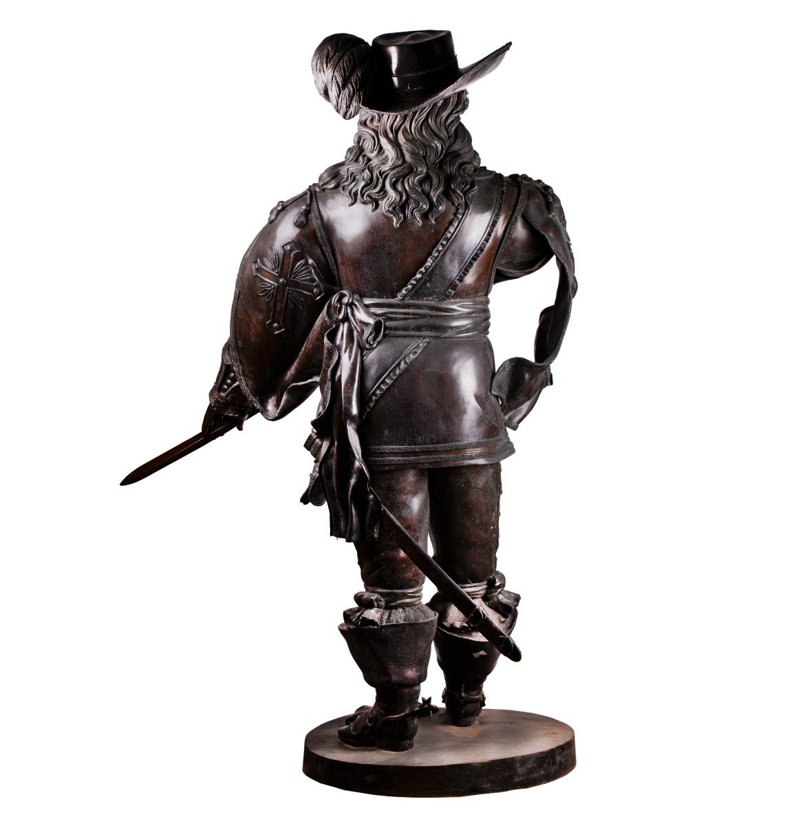 Bronze Sculpture Of A Musketeer In Full Human Growth. Very Detailed And Well Made.-photo-3