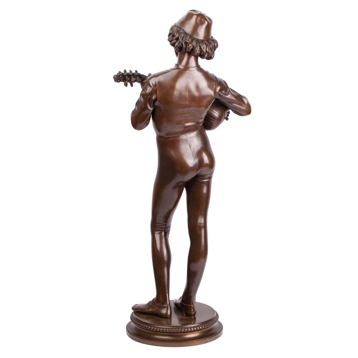 Une Sculpture Antique En Bronze « Chanteur Florentin » De Paul Dubois (1829 – 1905)-photo-3