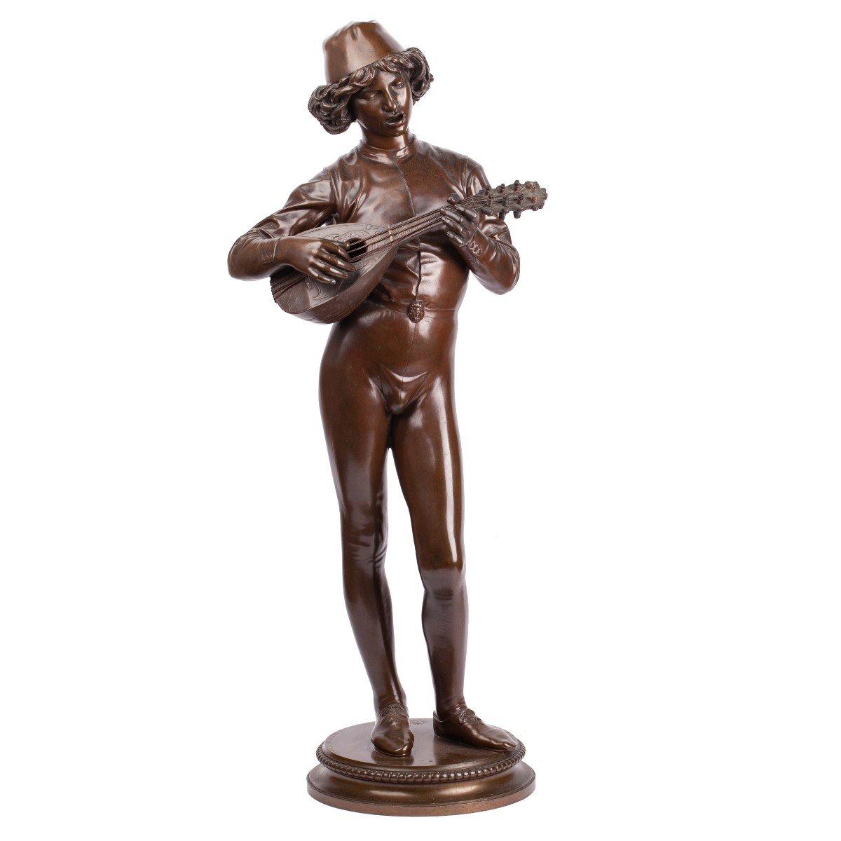 Une Sculpture Antique En Bronze « Chanteur Florentin » De Paul Dubois (1829 – 1905)
