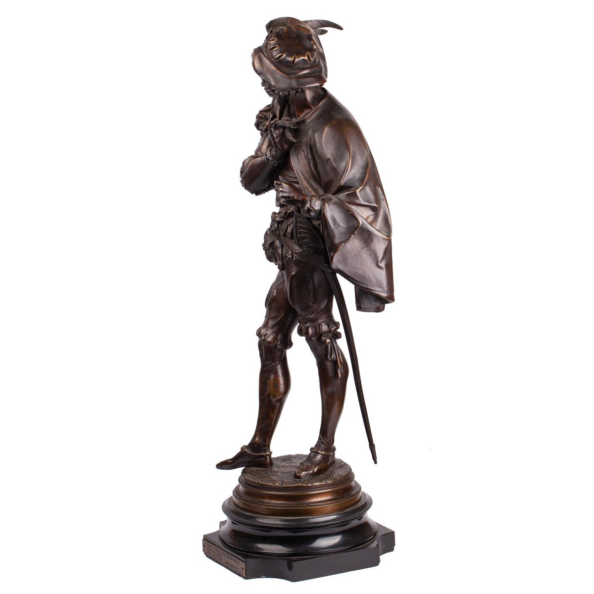 An Antique Bronze Sculpture Of A Musketeer By Auguste Joseph Carrier (1800-1875)-photo-2