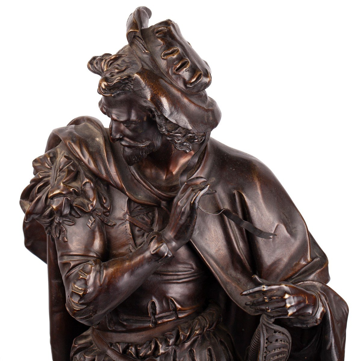 An Antique Bronze Sculpture Of A Musketeer By Auguste Joseph Carrier (1800-1875)-photo-1