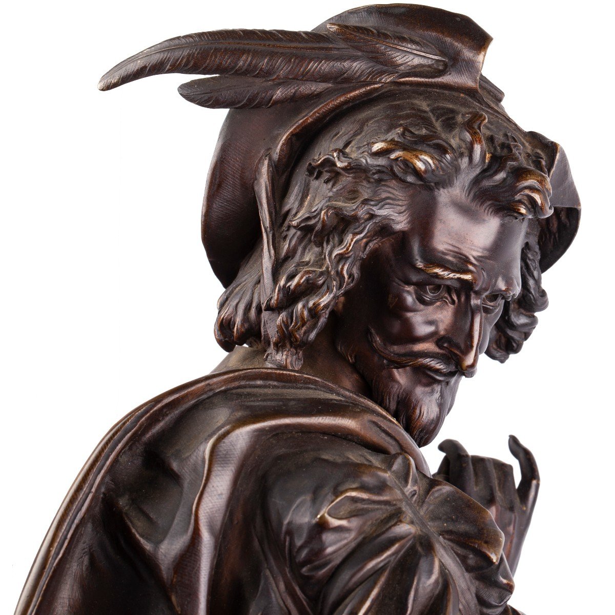 An Antique Bronze Sculpture Of A Musketeer By Auguste Joseph Carrier (1800-1875)-photo-5