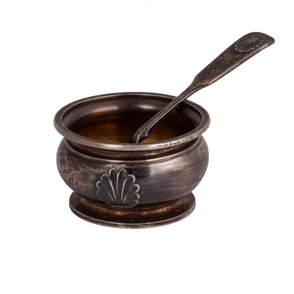 Une Salière Fabergé En Vermeil Avec Une Cuillère Originale