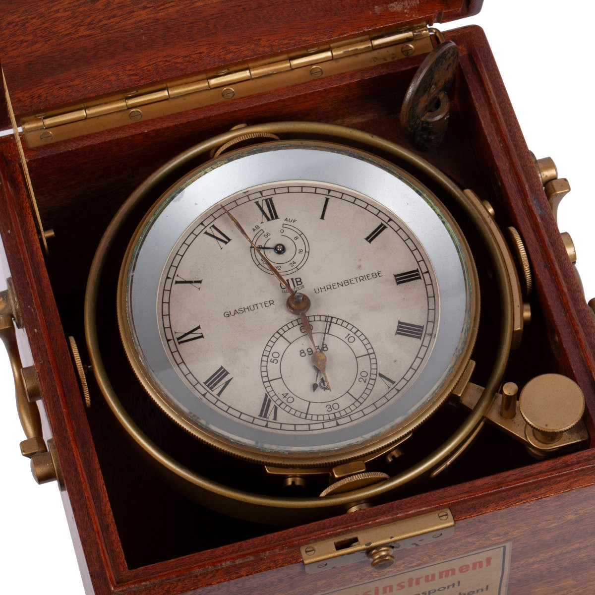 Chronomètre Marin Ancien Gub Glashütte N°8938 Dans Coffret En Bois-photo-3