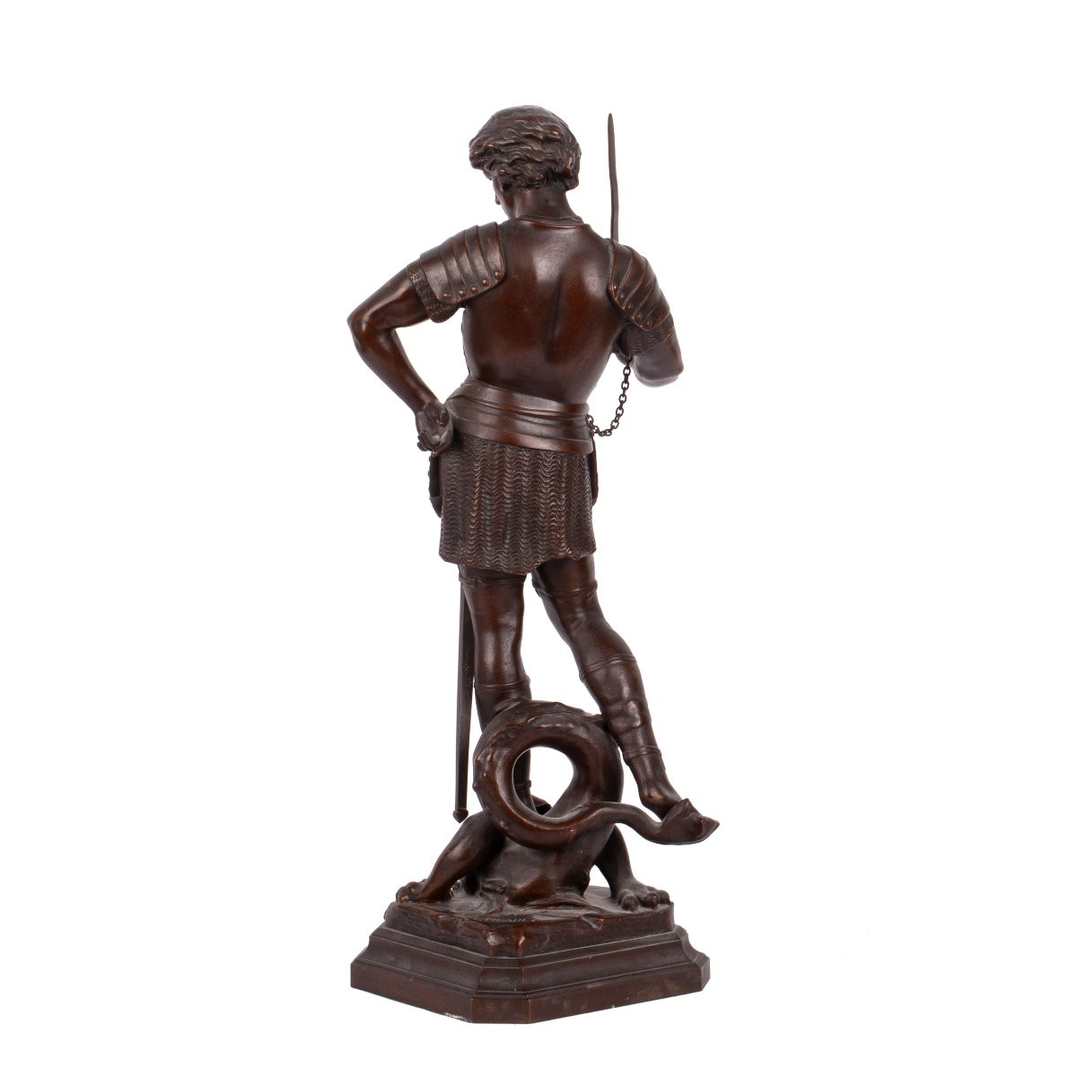 Bronze Sculpture Of Saint George Slaying The Dragon, Signed By The Artist "émile Picault"-photo-4