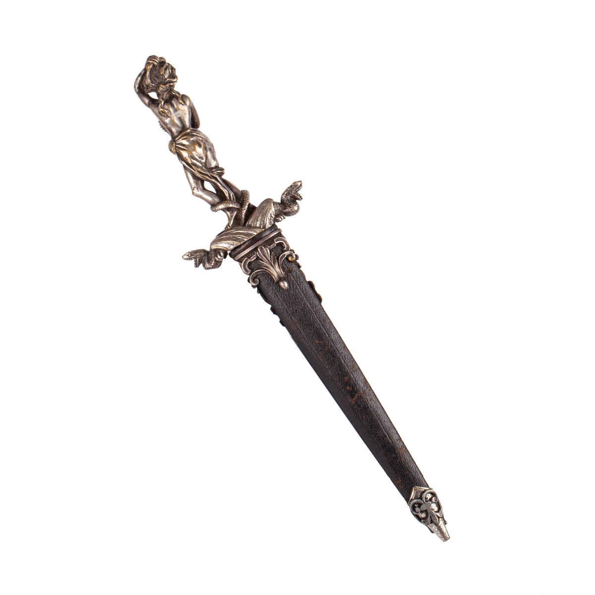 Antique Romantic Dagger – High Quality Silver Plated Brass Handle With Mythological Motifs-photo-2