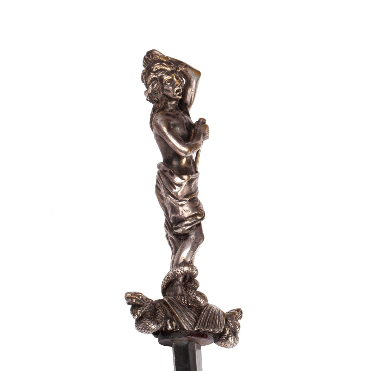 Antique Romantic Dagger – High Quality Silver Plated Brass Handle With Mythological Motifs-photo-4