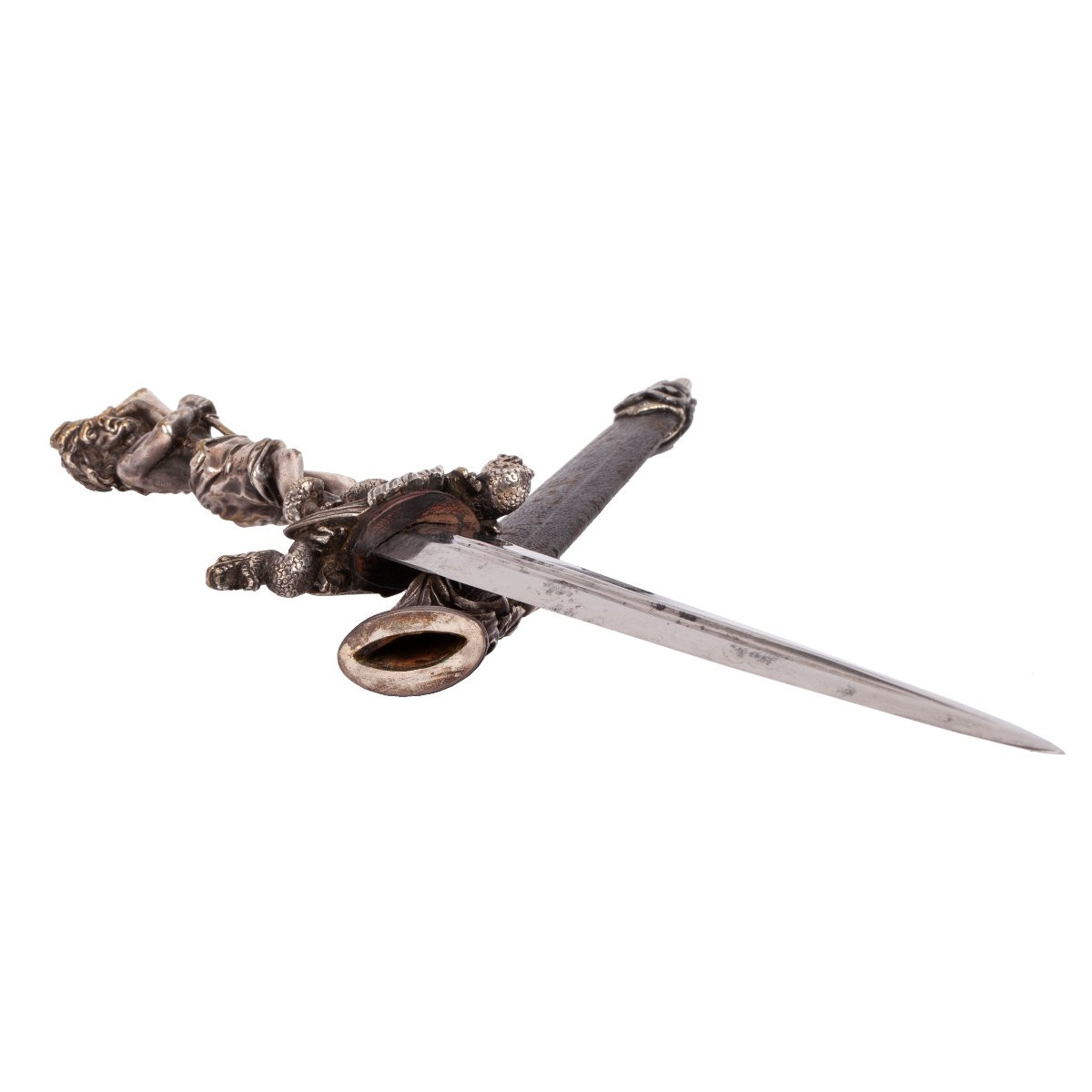 Antique Romantic Dagger – High Quality Silver Plated Brass Handle With Mythological Motifs-photo-1