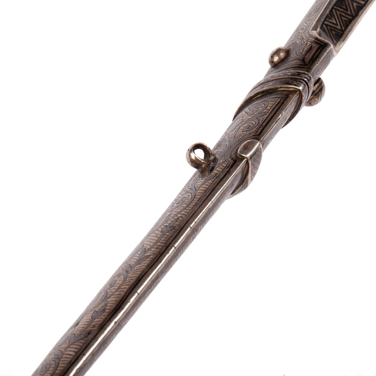Dague Bebut Caucasienne Antique, Fin Du XIXe Siècle - Décor En Argent Et Nielle-photo-4
