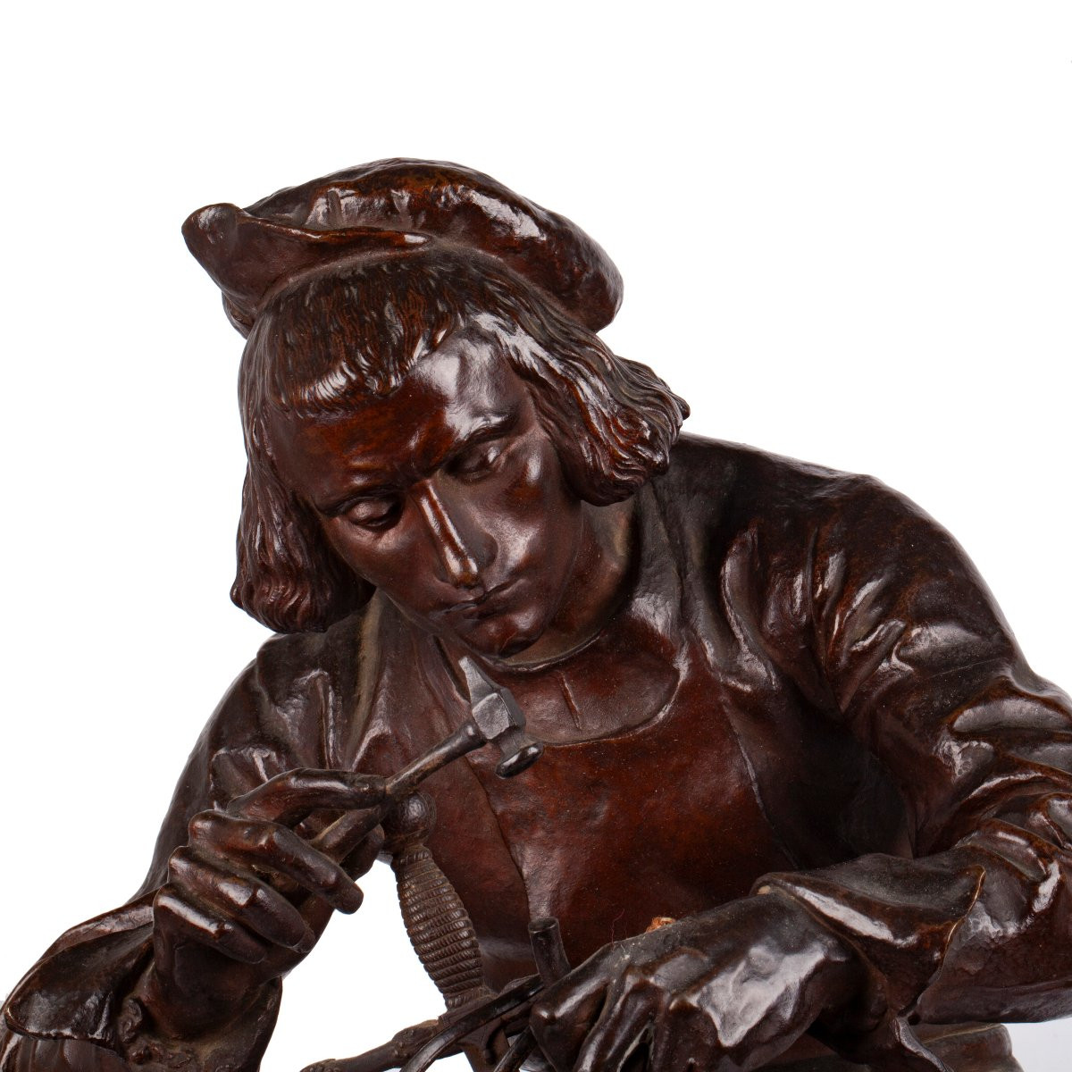 Sculpture en bronze "L'armurier" par Adrien Gaudez (1845–1902)-photo-2