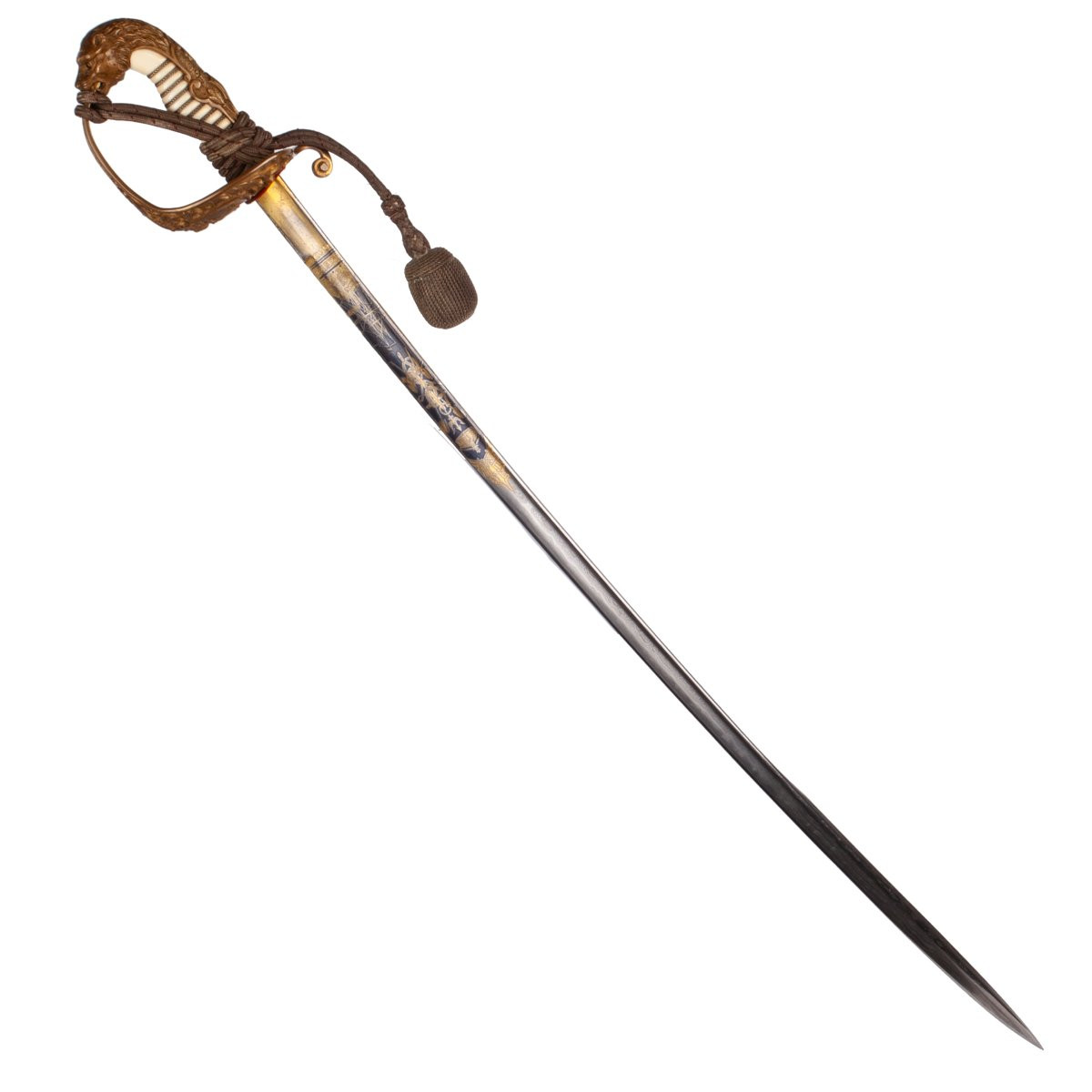 Sabre d’officier de la Marine impériale allemande extrêmement rare, avec lame en Damas-photo-3