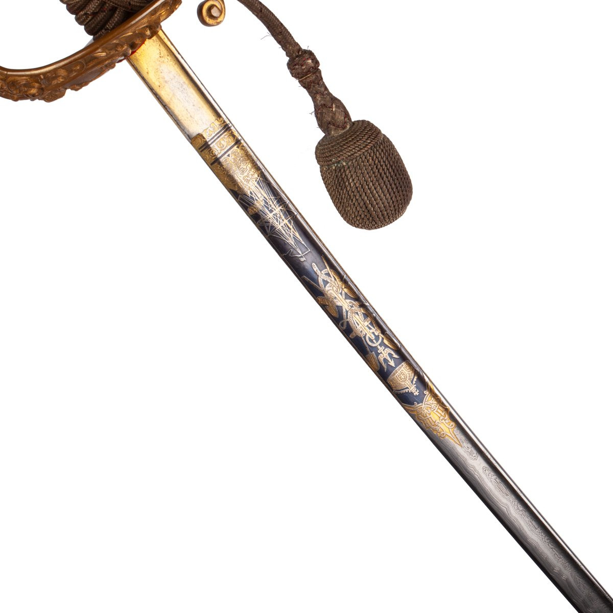 Sabre d’officier de la Marine impériale allemande extrêmement rare, avec lame en Damas-photo-4