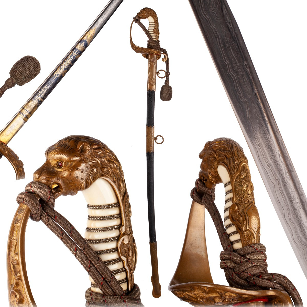 Sabre d’officier de la Marine impériale allemande extrêmement rare, avec lame en Damas