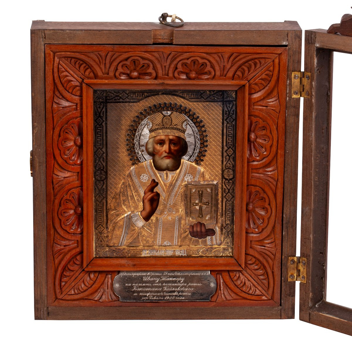 Memorial Icon Of Saint Nicholas (nicholas Of Winter) In A Silver Oklad And Wooden Kiot Moscow, -photo-2
