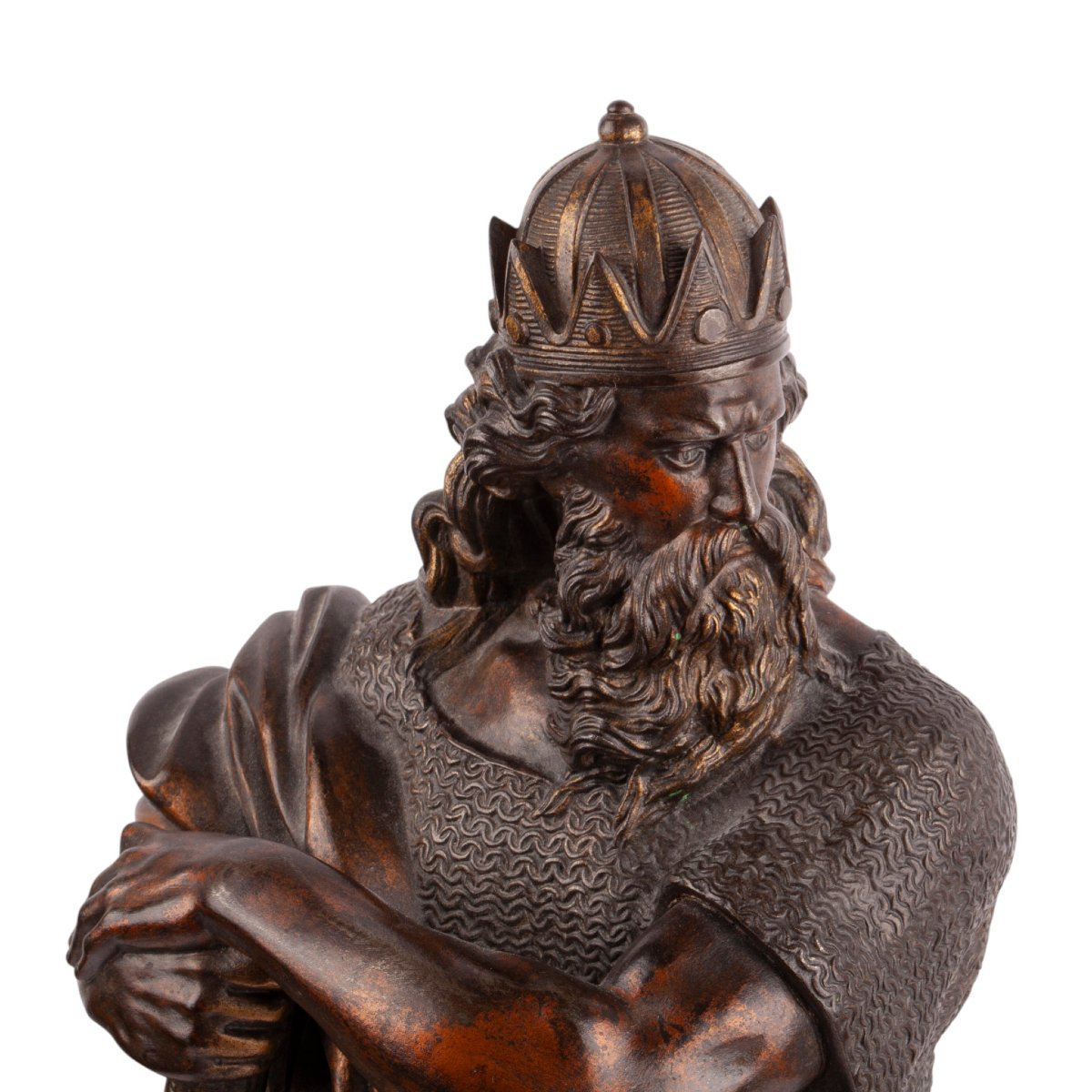 Figure française en fonte représentant un roi guerrier, probablement Vercingétorix, vers 1900-photo-4