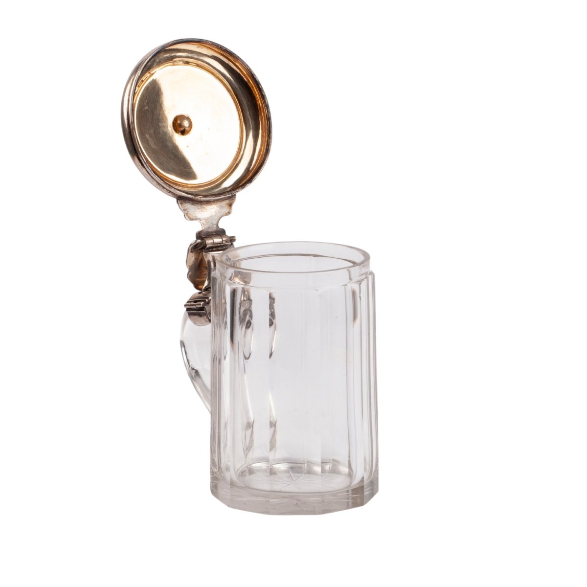 Russian Silver-mounted Cut-glass Tankard With Dog Finial-photo-4